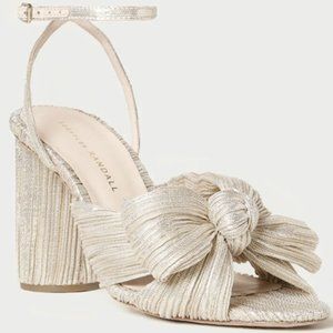 Loeffler Randall Platinum Camellia Pleated Bow Sandal